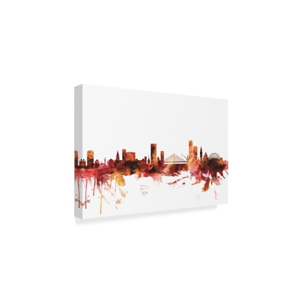 Michael Tompsett 'Liege Belgium Skyline Red' Canvas Art,16x24